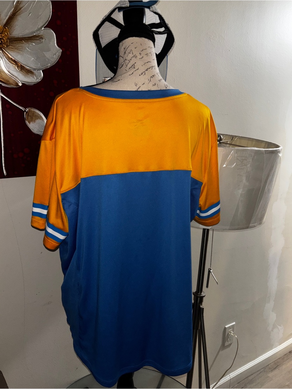 Los Angeles Chargers Blue & Gold Lace-Up Jersey Top with hat - Picture 2 of 3